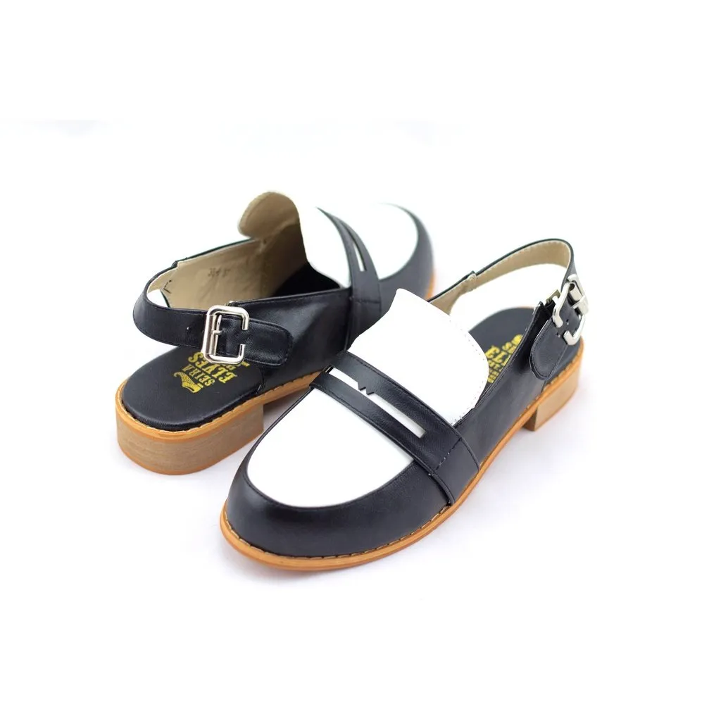 Michelle black masculine penny ball flats