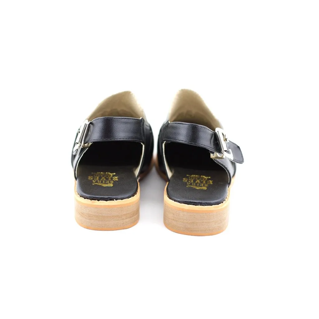 Michelle black masculine penny ball flats