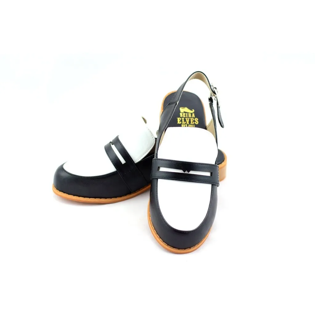 Michelle black masculine penny ball flats