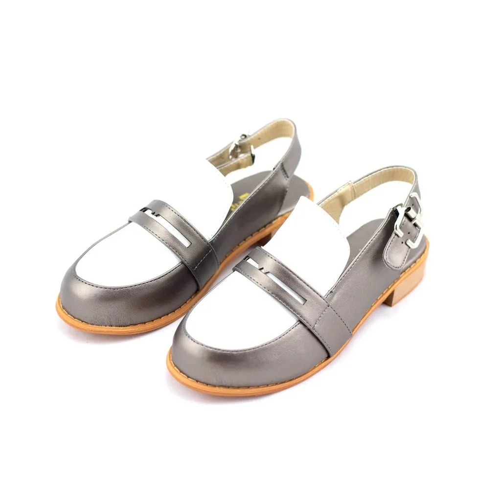 Michelle grey masculine penny ball flats
