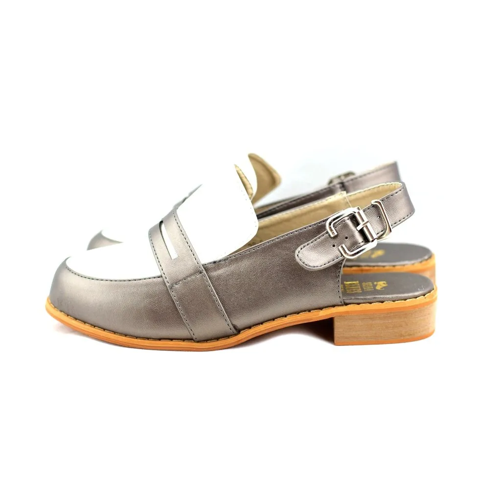 Michelle grey masculine penny ball flats