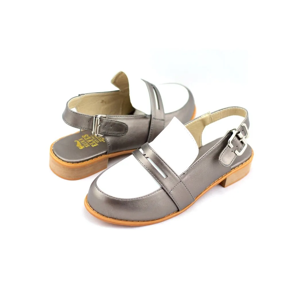 Michelle grey masculine penny ball flats