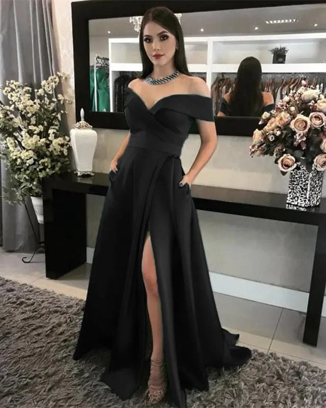 Off Shoulder Prom Dresses With Pockets