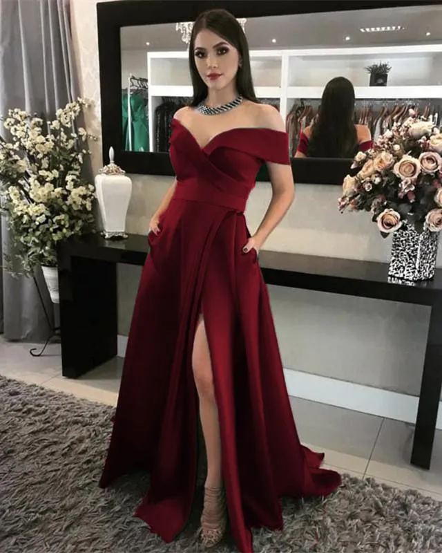Off Shoulder Prom Dresses With Pockets