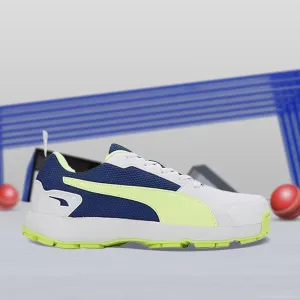 Puma Cricket High Run Men's Shoes (White-Blazing Blue-Fast Yellow) 10780603