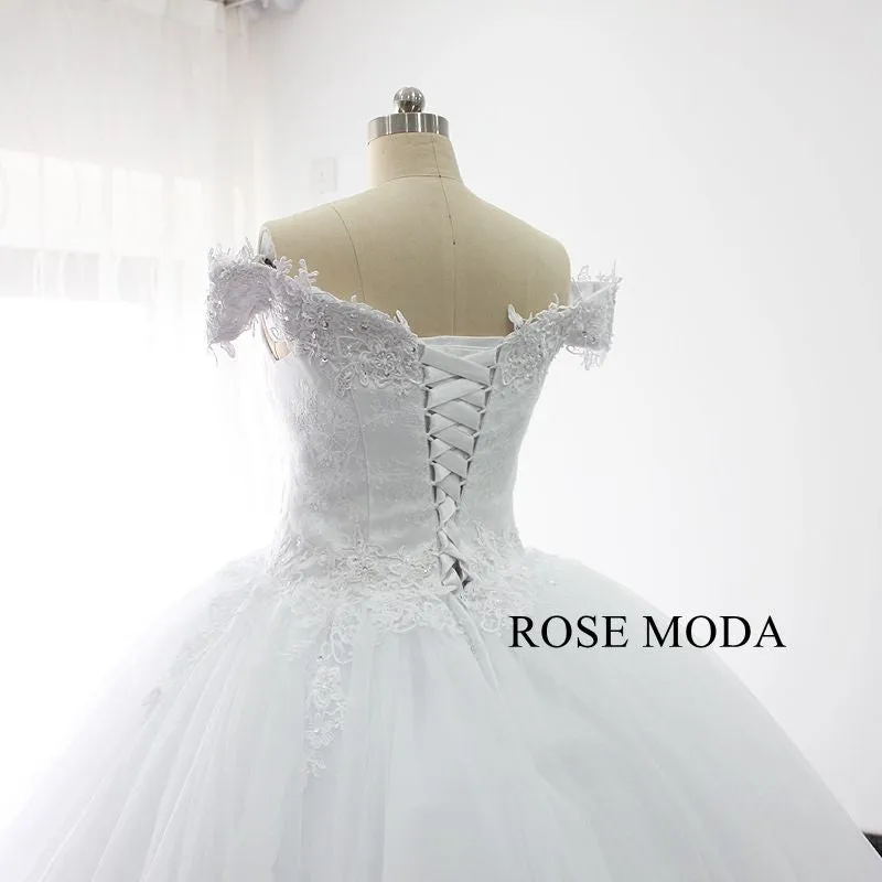 Rosemoda Off-the-shoulder Lace Ball Gown Wedding Dress
