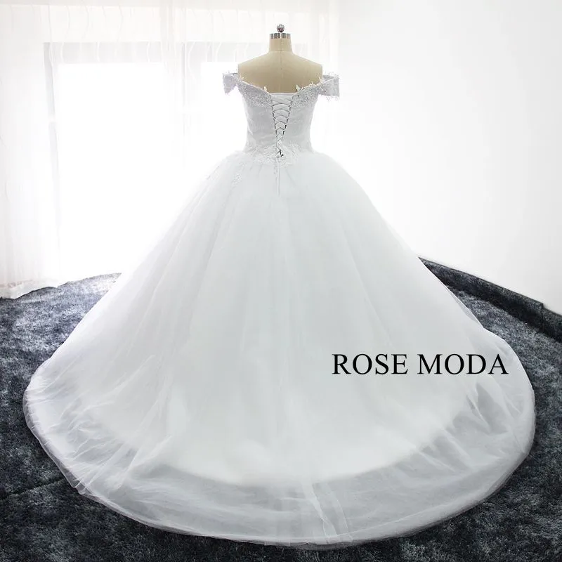 Rosemoda Off-the-shoulder Lace Ball Gown Wedding Dress