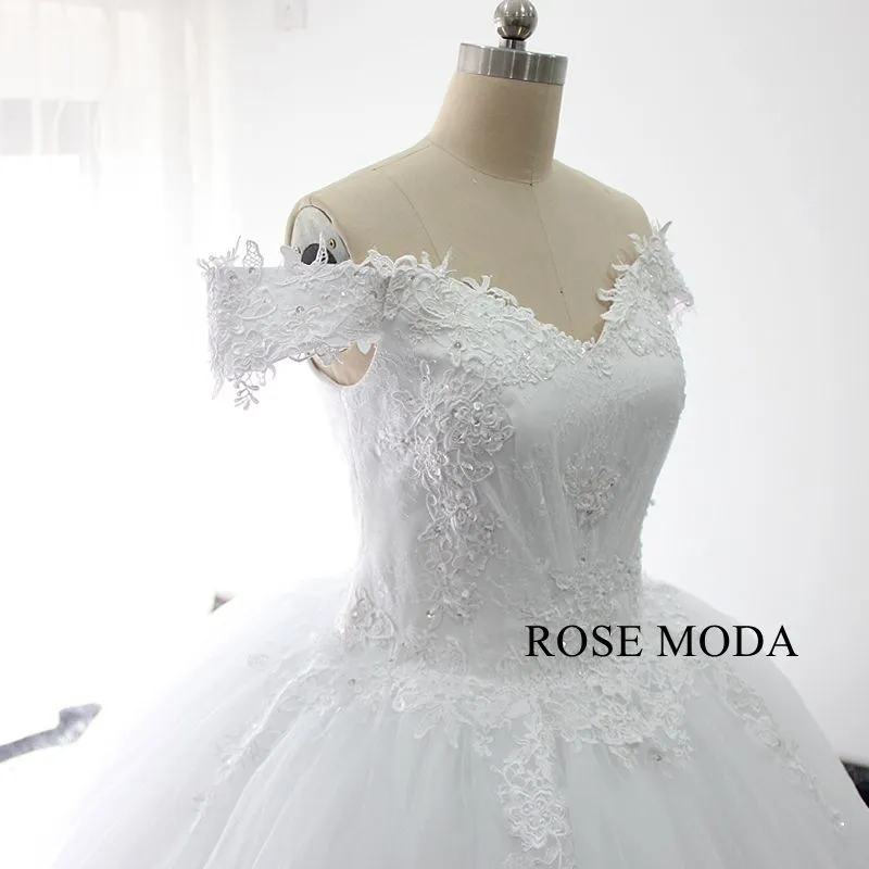 Rosemoda Off-the-shoulder Lace Ball Gown Wedding Dress