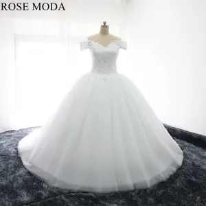 Rosemoda Off-the-shoulder Lace Ball Gown Wedding Dress
