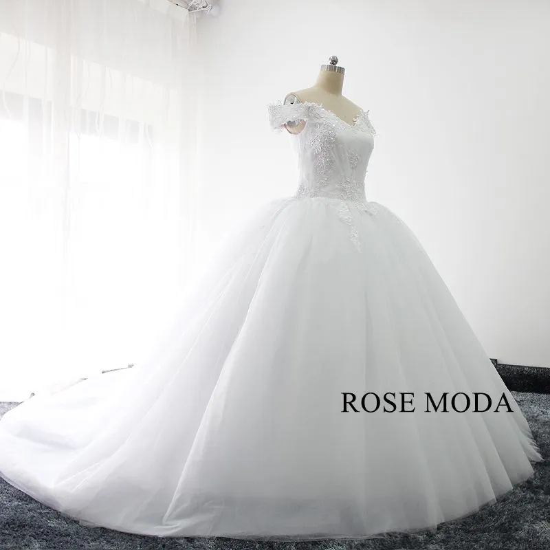 Rosemoda Off-the-shoulder Lace Ball Gown Wedding Dress
