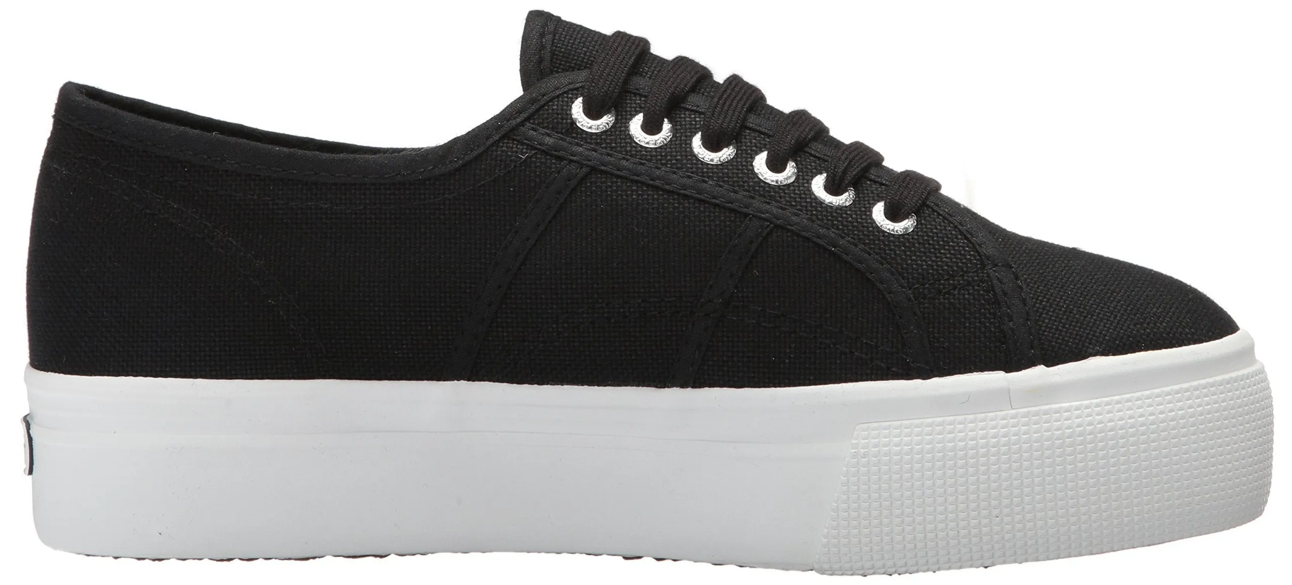 Superga 2790 Black canvas White Platform Low-Top Wedge Flatform Sneakers