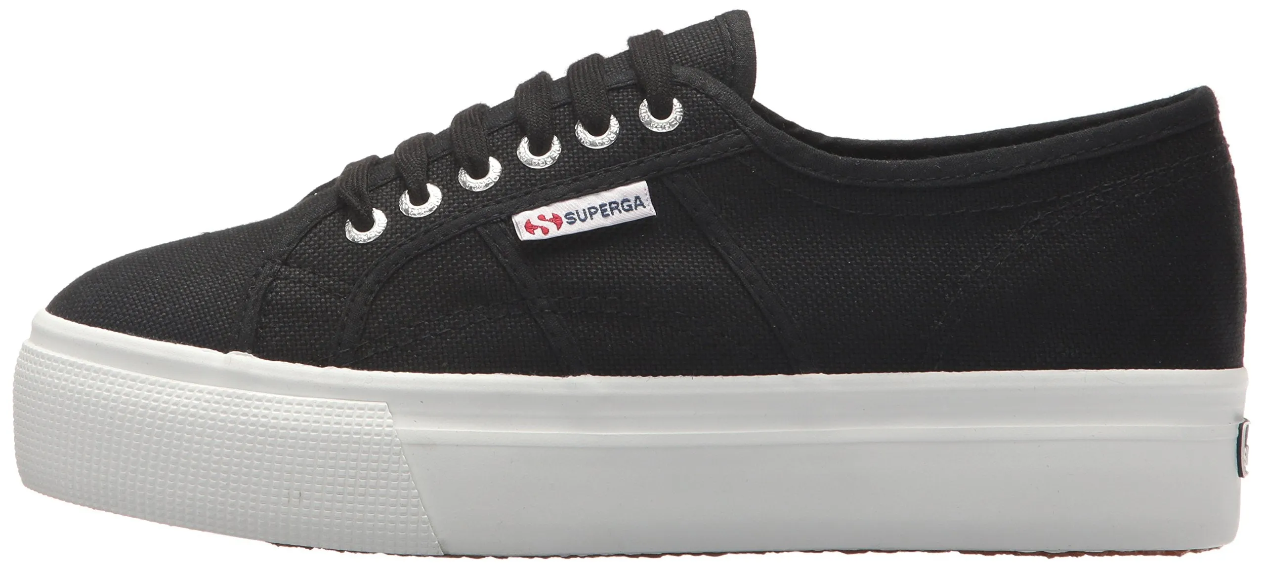 Superga 2790 Black canvas White Platform Low-Top Wedge Flatform Sneakers
