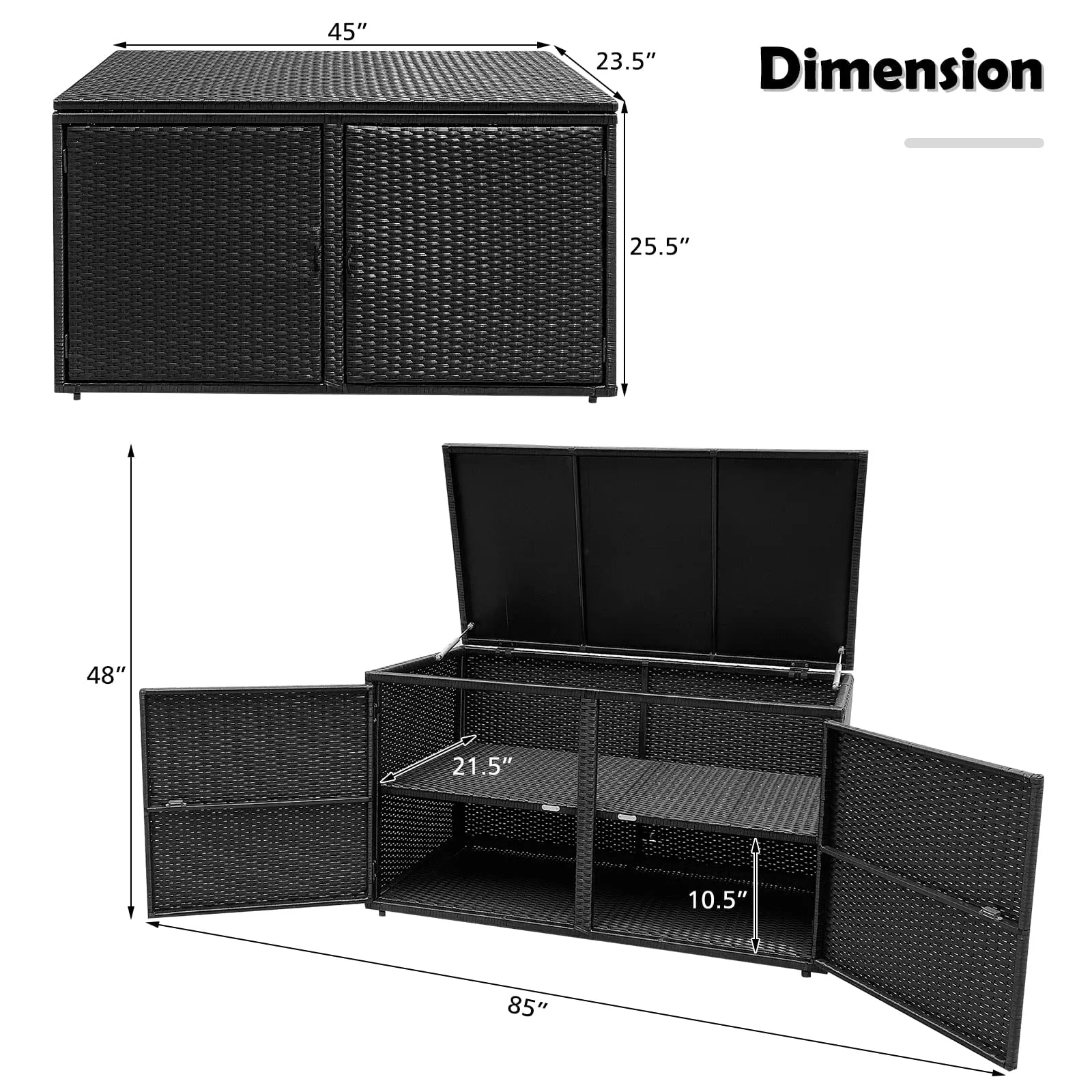 Tangkula Outdoor Wicker Storage Box, Garden Deck Bin with Steel Frame