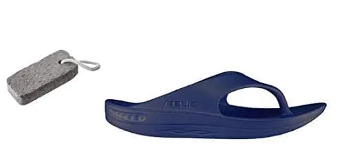 Telic Unisex Arch Support Recovery Flipflop Sandal,Deep Ocean,11 B(M) US Women / 10 B(M) US Men (Large) BONUS Pumice Stone $49 Value