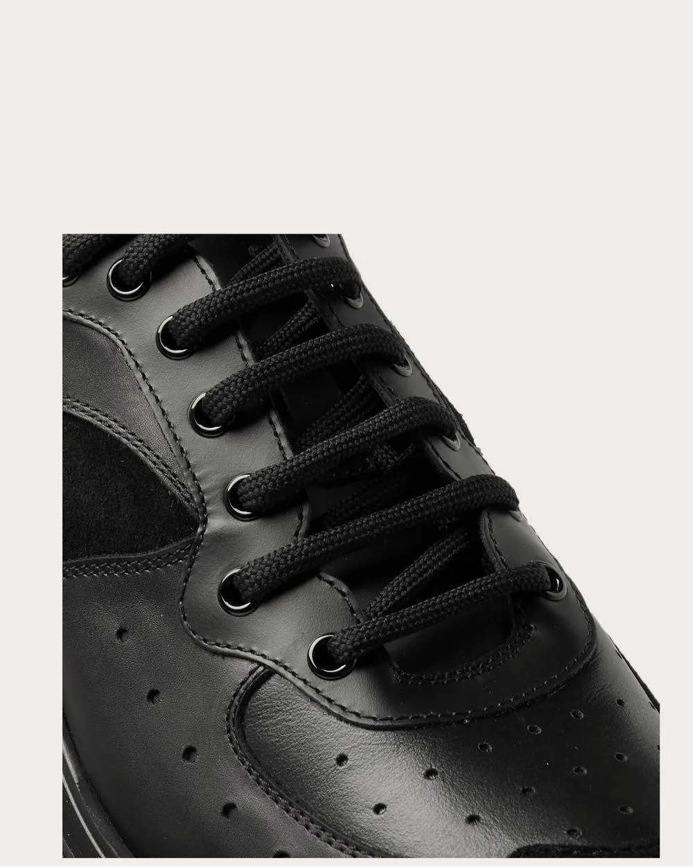 Tread Slick Suede-Trimmed Leather  Black low top sneakers