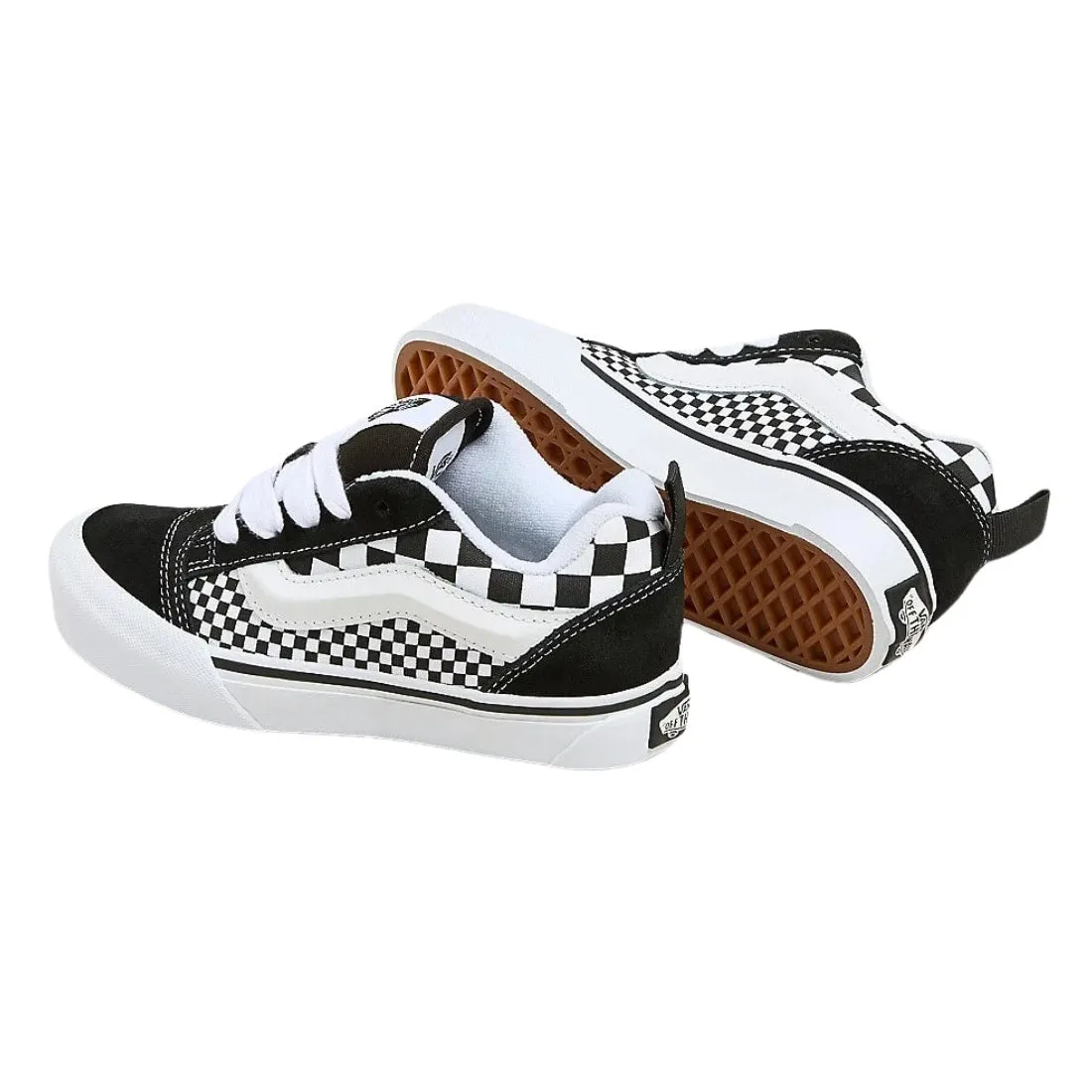 Vans Kids Knu Skool Mega Check Skate Shoes - Black/White