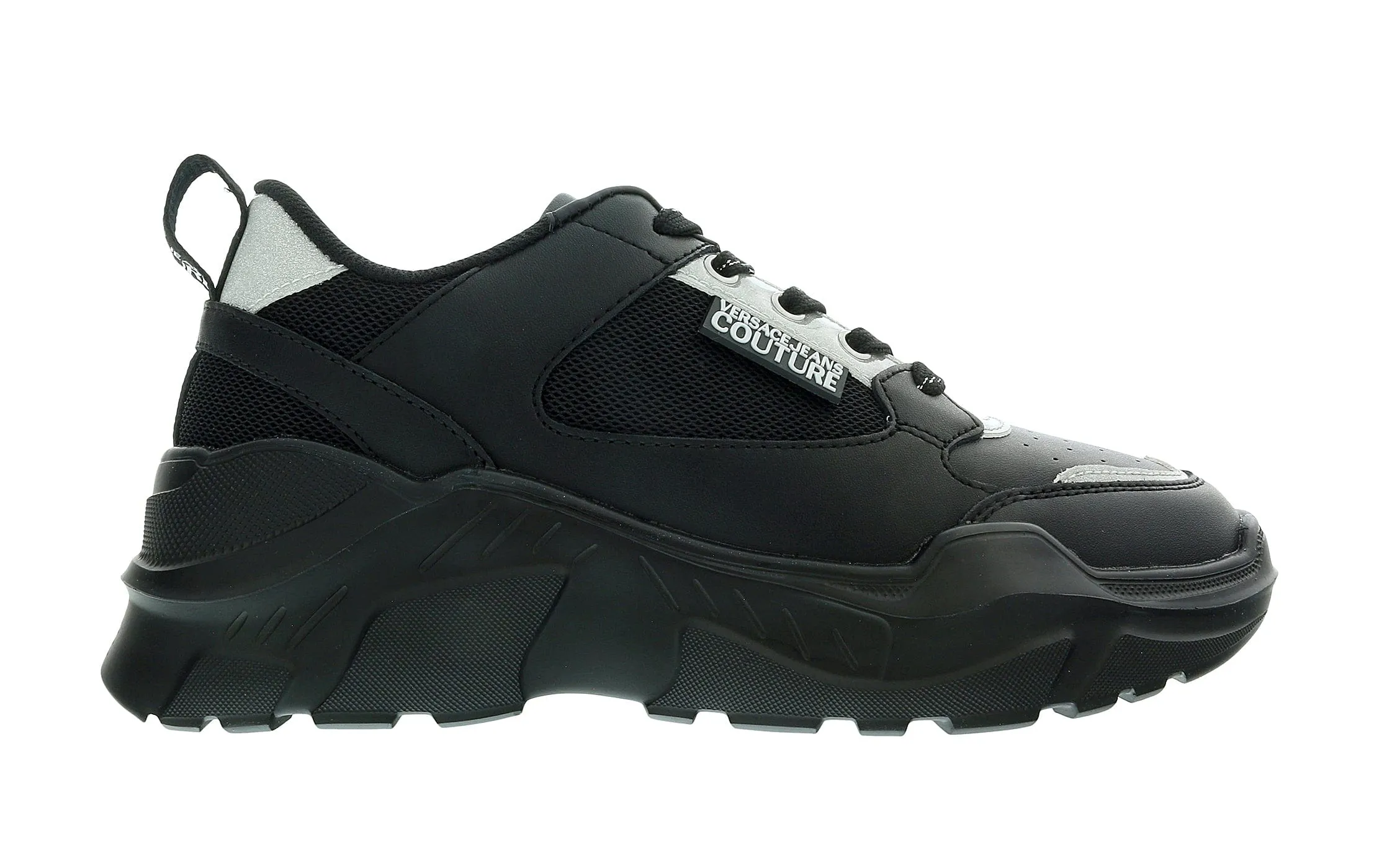 Versace Jeans Couture Black Silver Athletic Chunky Fashion Sneakers -