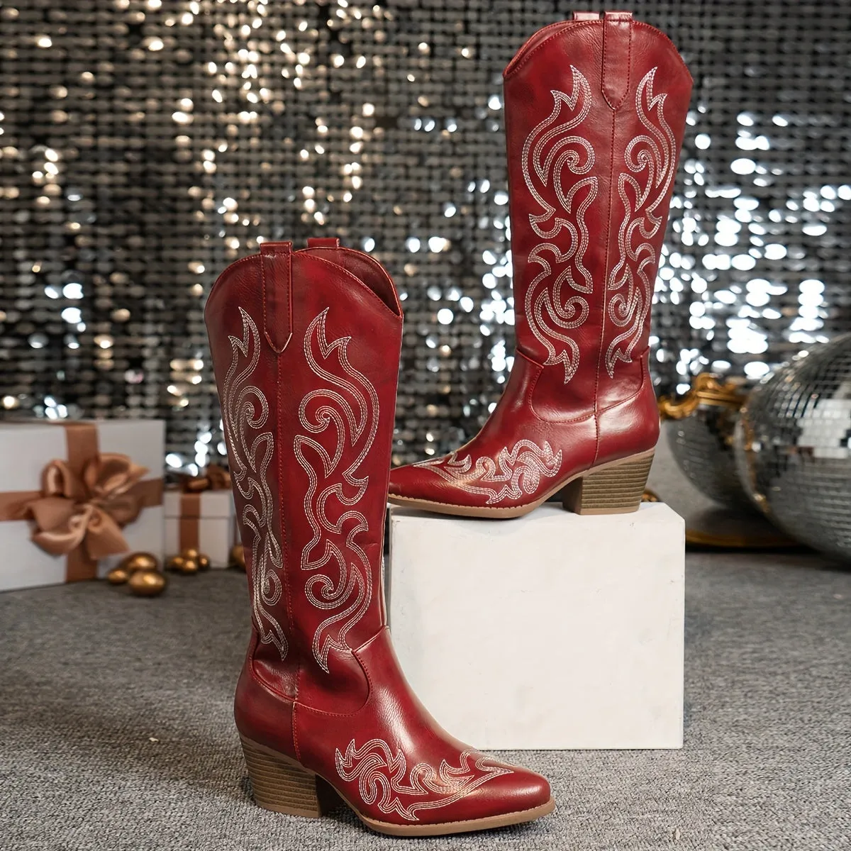Women's Chunky Heel Western Cowboy Boots