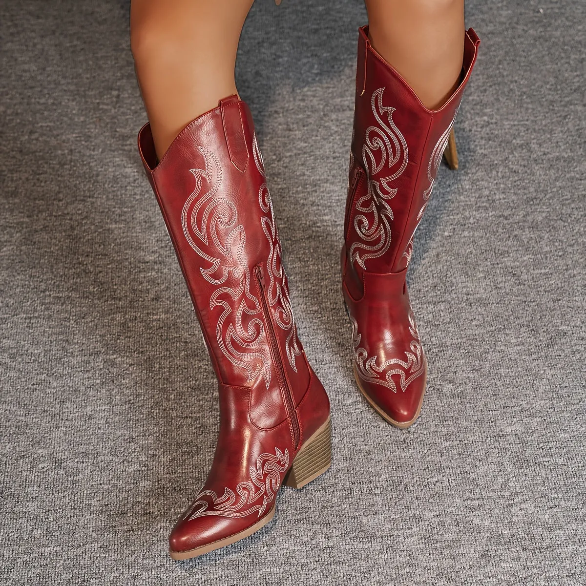Women's Chunky Heel Western Cowboy Boots