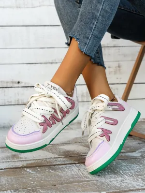 Womens Graphic Lace-up Skateboard Shoes